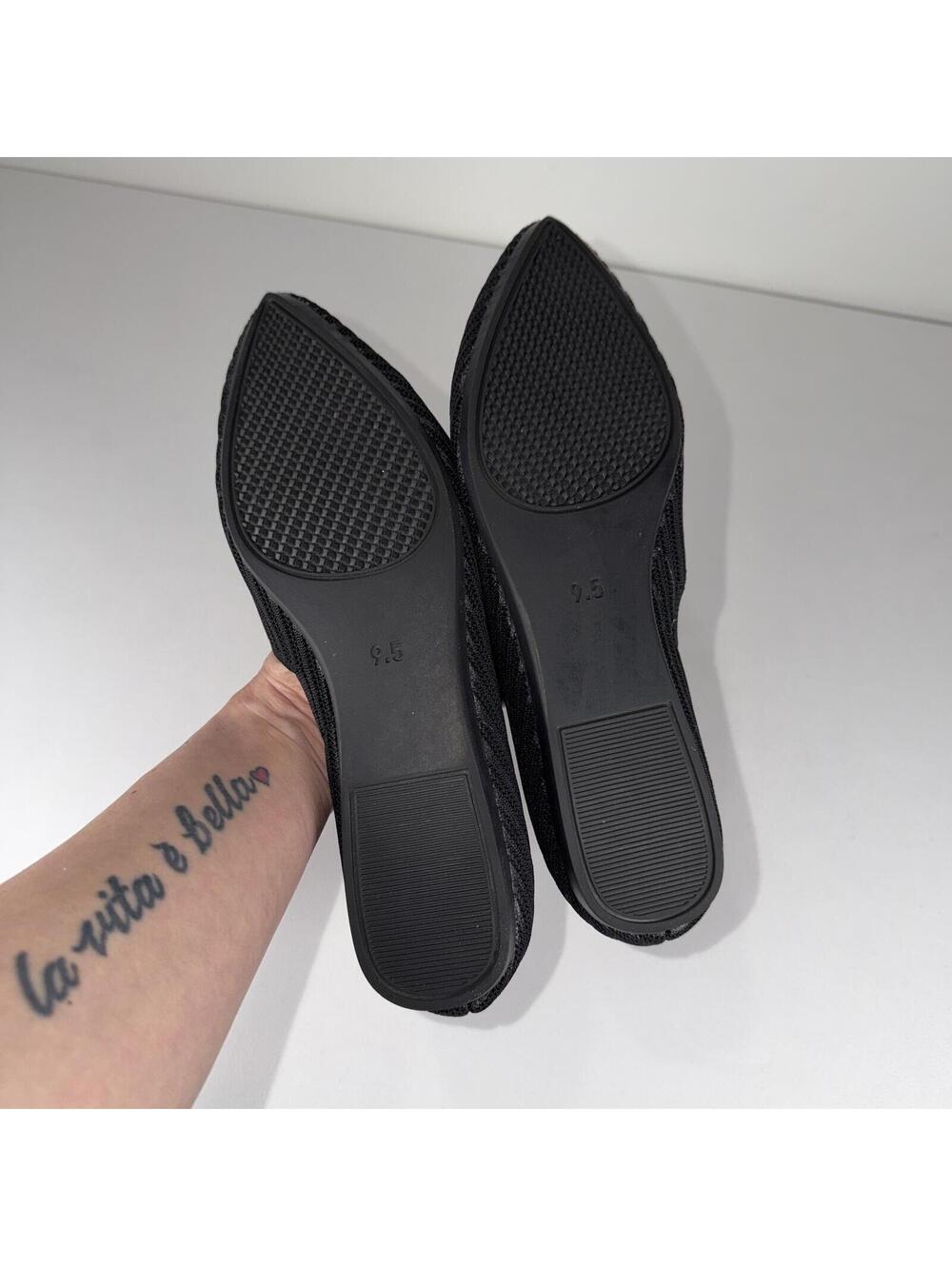 Frank Mully Pointed Toe Black d’Orsay Flats - 9.5 - Picture 2 of 7